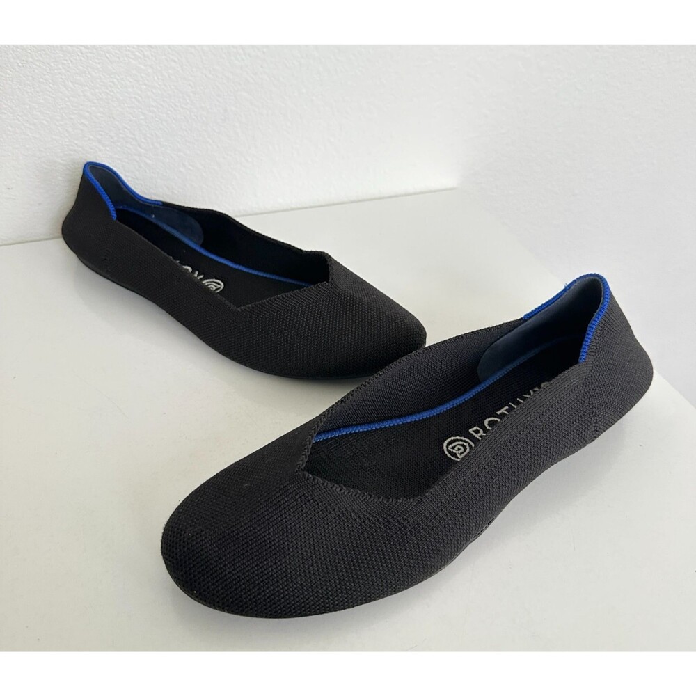 Rothy's The Flat Black Solid Washable Comfort Minimalist Workwear Women's 9.5
